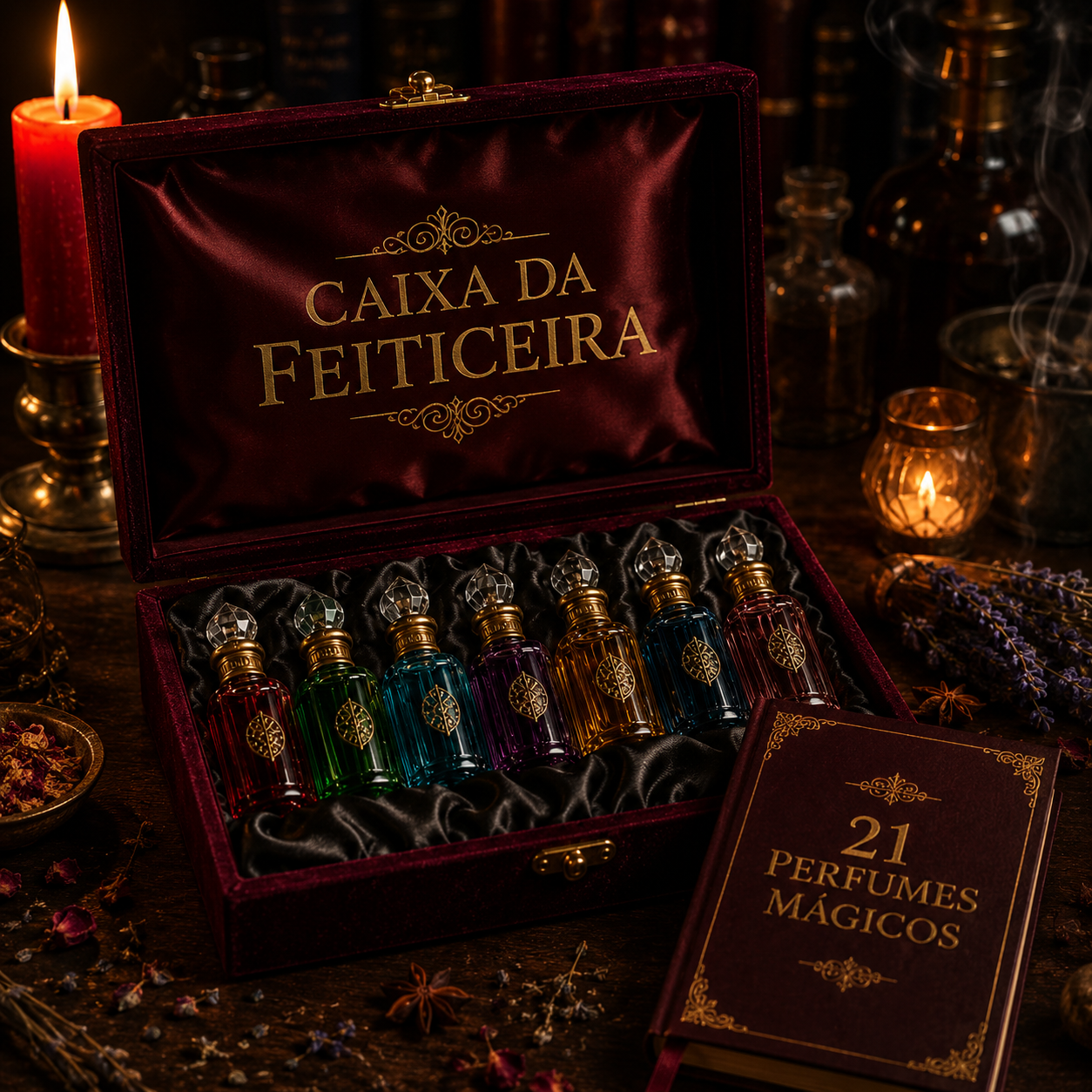Caixa da Feitiçaria com coleção de produtos místicos